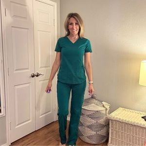 Dickies Dynamix hunter green small tall drawstring scrub pants